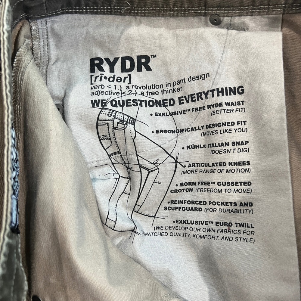 Kuhl Rydr Outdoor Pants Vintage Patina Dye Green Brown Men's Hiking Work 36 x 30 - Picture 8 of 15